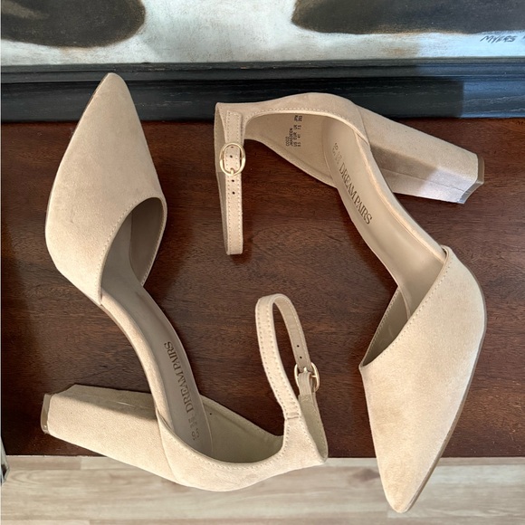 💫Dream Pairs Beige Dressy Chic Ankle Strap Block Heels - Picture 7 of 11